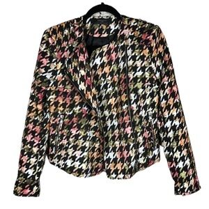 Zara Trafaluc Moto Jacket Size Small Houndstooth